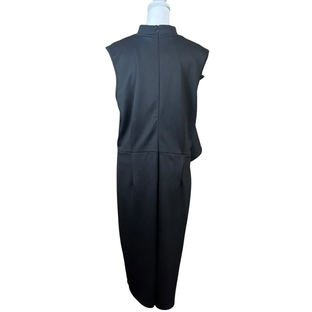 Handmade Vintage Black White Ruffled Cascade Mock Neck Halter Maxi Dress Size XL - Picture 7 of 8